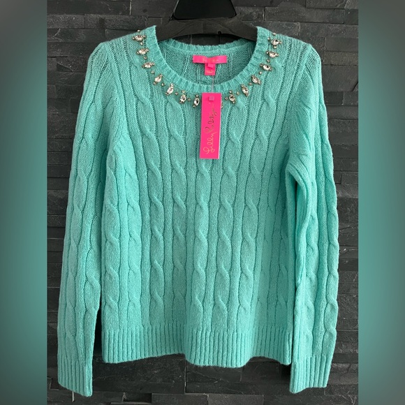 LILLY PULITZER Crystal Embellished LS Full Fashion Knit DARIO PULLOVER SWEATER - Picture 4 of 11